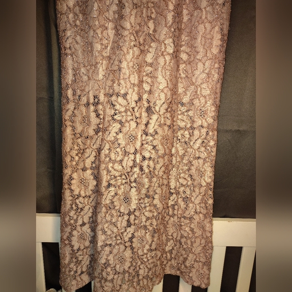 Tan Sheath Dress Sleeveless V-neck Wedding Guest - Picture 7 of 11